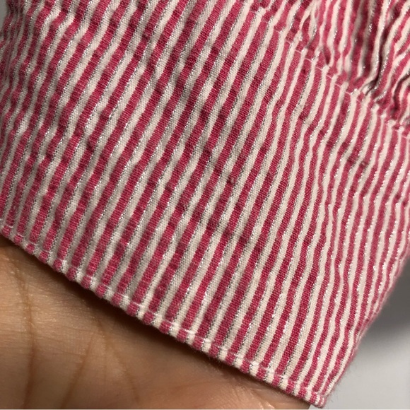 LAL Live A Little Cotton Blend Red / White Stripe Button Front Blazer Jacket L - Picture 6 of 12